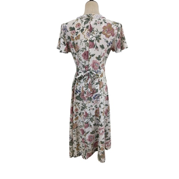 Vtg 90s En Focus Floral Cottagecore Dress Lace Trim Sz 3/4 Midi Prairie - Picture 6 of 8